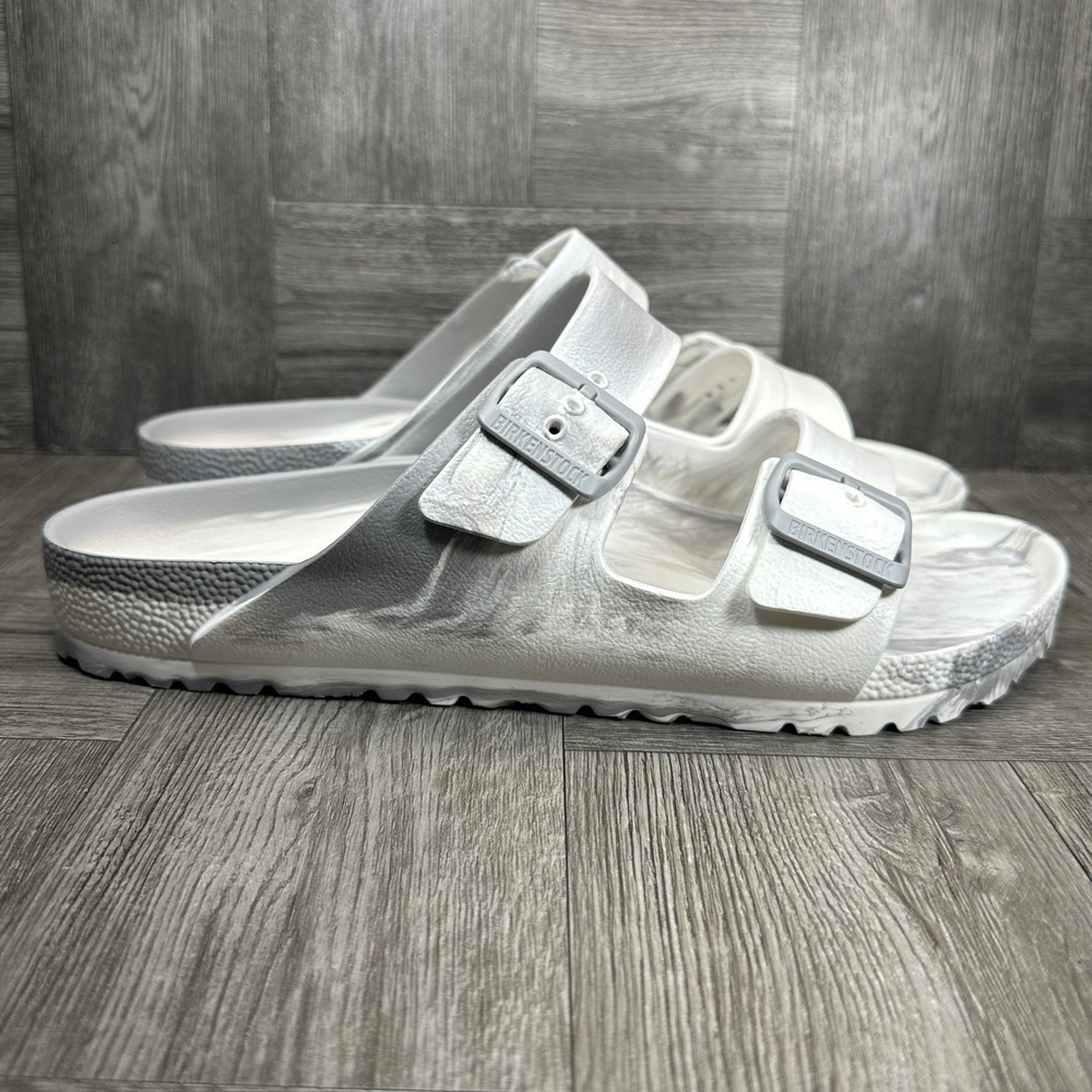 Birkenstock Arizona EVA Womens Sandals Size 9 White Grey Marble Waterproof NEW